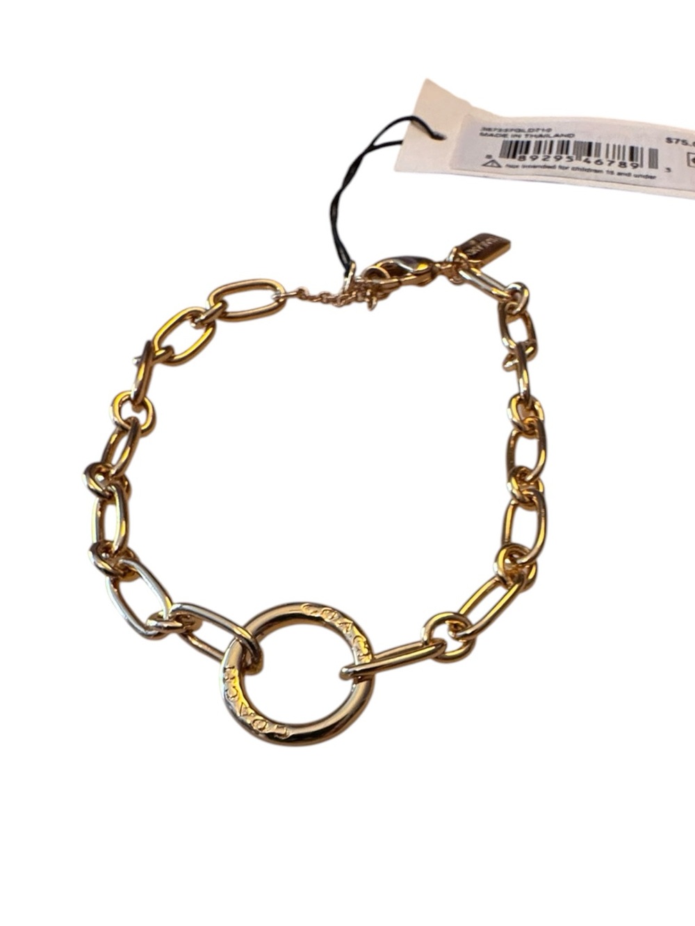 Coach Gold-Tone Link Bracelet with Signature Ring